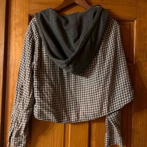 American Eagle Distressed Flannel Hoodie